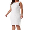 Agnes Orinda Women's Plus Size Office Club Classic Boat Neck Sleeveless Bodycon Dresses - 2 of 4