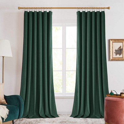 Deconovo 2 Panels Velvet Curtains with 8.5cm New Tape Heading, No Tiebacks, Luxury Soft Drapes for Living Room and Bedroom