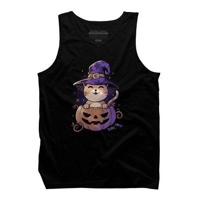 Men's Design By Humans Spooky Kitty Funny Cute Magic Halloween By EduEly Tank Top