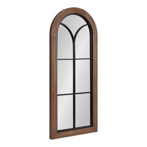Kate and Laurel Joffrey Arch MDF Windowpane Mirror, 13x30, Walnut Brown - 1 of 4