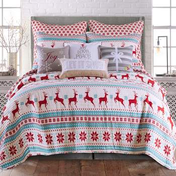 Silent Night Teal Holiday Quilt Set - Levtex Home
