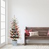 Puleo 4.5' Pre-Lit Flocked Arctic Fir Artificial Christmas Tree Multicolor Lights: Easy Setup, Indoor Use - 2 of 3