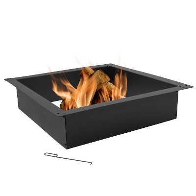 Heavy-Duty Black Steel Square Fire Pit Ring Insert, 42"