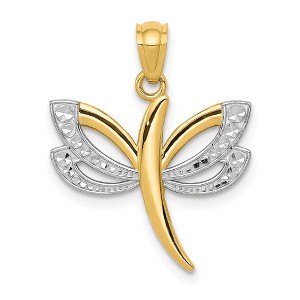 Black Bow Jewelry 14k Yellow Gold and White Rhodium Two Tone Dragonfly Pendant, 18mm - 1 of 4