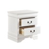 Vynxaria Traditional 2 Drawer Nightstand, White Finish, Antique Brass Handles, Wood and Engineered Wood, No Assembly - 2 of 4
