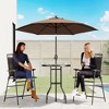 Outsunny 4 Piece Patio Bar Set for 2 with 6' Adjustable Tilt Umbrella, Outdoor Bistro Set with Folding Chairs & Glass Round Dining Table - 2 of 4
