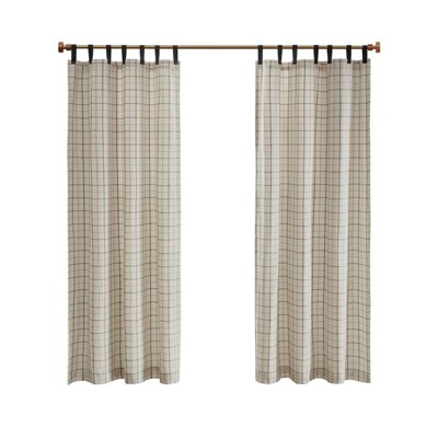 DSVIMOY Curtain Panels, Plaid Faux Leather Tab Top Curtain Panel with Fleece Lining, Multicolor, 84"*50"*0.13"