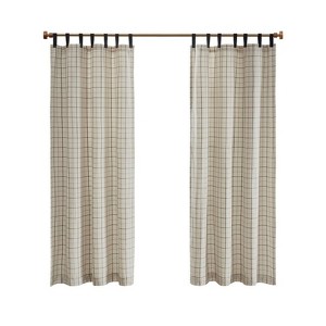 DSVIMOY Curtain Panels, Plaid Faux Leather Tab Top Curtain Panel with Fleece Lining for Living Room, Bedroom, Multicolor, 84"*50"*0.13" - 1 of 4