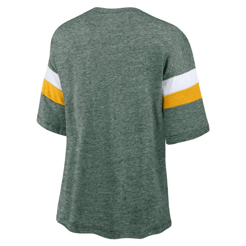 NFL Green Bay Packers Women&#39;s Weak Side Blitz Marled Left Chest Short Sleeve T-Shirt, 3 of 4