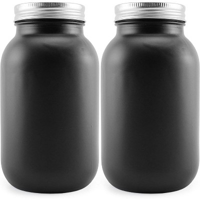 Darware Quart Black Chalkboard Mason Jars, 2pk; Black-Coated Blackboard Surface Glass Jars for Arts and Crafts, Gifts, and Rustic Home Decor