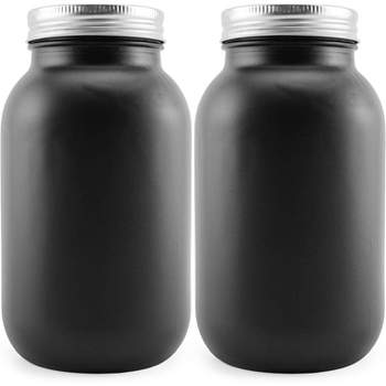 Darware Quart Black Chalkboard Mason Jars, 2pk; Black-Coated Blackboard Surface Glass Jars for Arts and Crafts, Gifts, and Rustic Home Decor