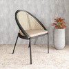 LeisureMod Urbane Dining Chair vynil Upholstery, Wicker-back and Stainless Steel Legs, Set of 4 - 2 of 4