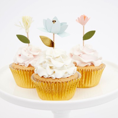 Meri Meri - Flower Bouquet Cupcake Kit - Baking Cups - 12 cupcake liners with toppers