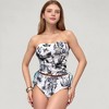 Anna-Kaci Swim Women's Strapless Ruched Tankini Top and High Waist Bikini Bottom Two-Piece Swimsuit - 2 of 4
