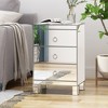Mirrored Nightstand with 3-Drawers Silver Side End Table Mirrored Furniture for Small Space, Bedroom, Living Room - 2 of 4