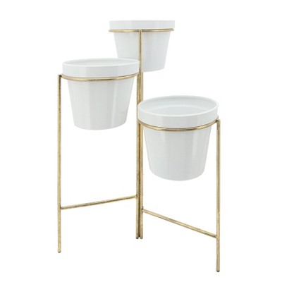 Sagebrook Home 3-Layered Metal Planters White