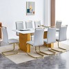 NicBex 9 Piece White Patterned Glass Dining Table Set with 8 Faux Leather Chairs for Dining Meeting Room - 2 of 4