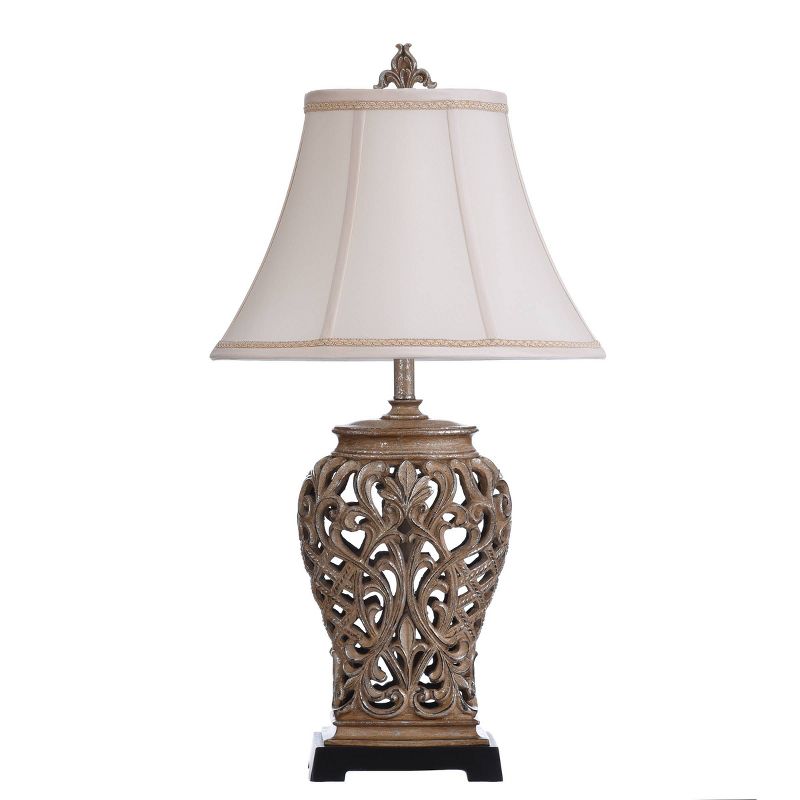 Traditional Table Lamp with Open Lace Textile Shade Silver - StyleCraft, 1 of 8