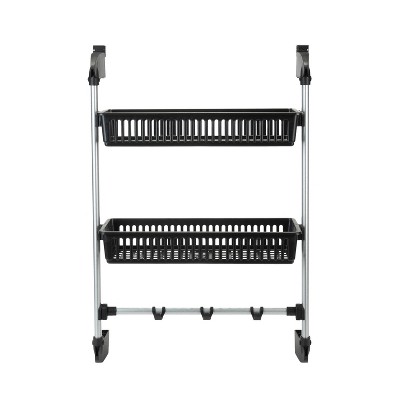Organize It All Over The Door 2 Basket Unit with Hook Basic: Black Polypropylene Closet Organizer Garment Rack