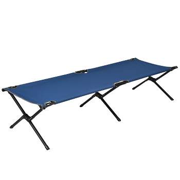 Costway Folding Camping Cot & Bed Heavy-Duty for Adults Kids w/ Carrying Bag 300LBS Blue