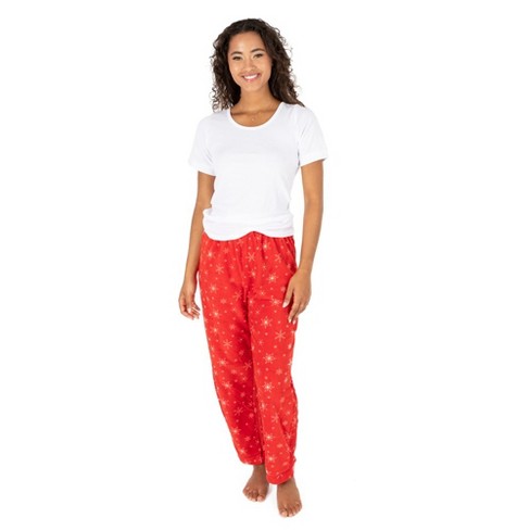 Leveret Womens Fleece Christmas Pants Snowflake XL