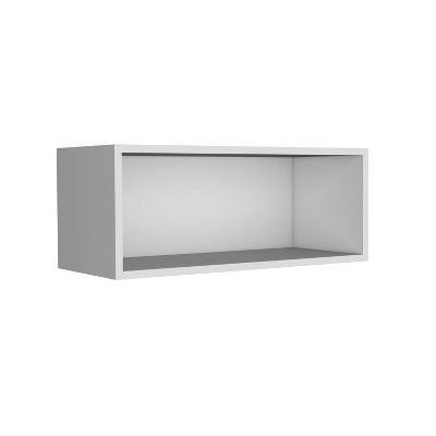Vynxaria White/Black Wide Decorative Wall Shelf and Open Storage Cabinet