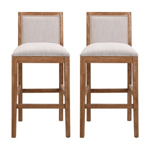 Christopher Knight Home Conqu Upholstered 30.5" Rubber Wood Counter Stool with Footrest, Set of 2 - 1 of 4