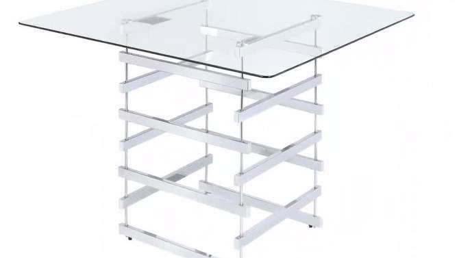 Counter Height Table Clear Chrome - Acme Furniture, 2 of 6, play video