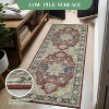 2x6 Entryway Runner Rug, Washable Ultra-Thin Non-Slip Vintage Farmhouse Accent Carpet, Indoor Floor Mat for Hallway, Kitchen, Bathroom, Laundry, Red - 4 of 4