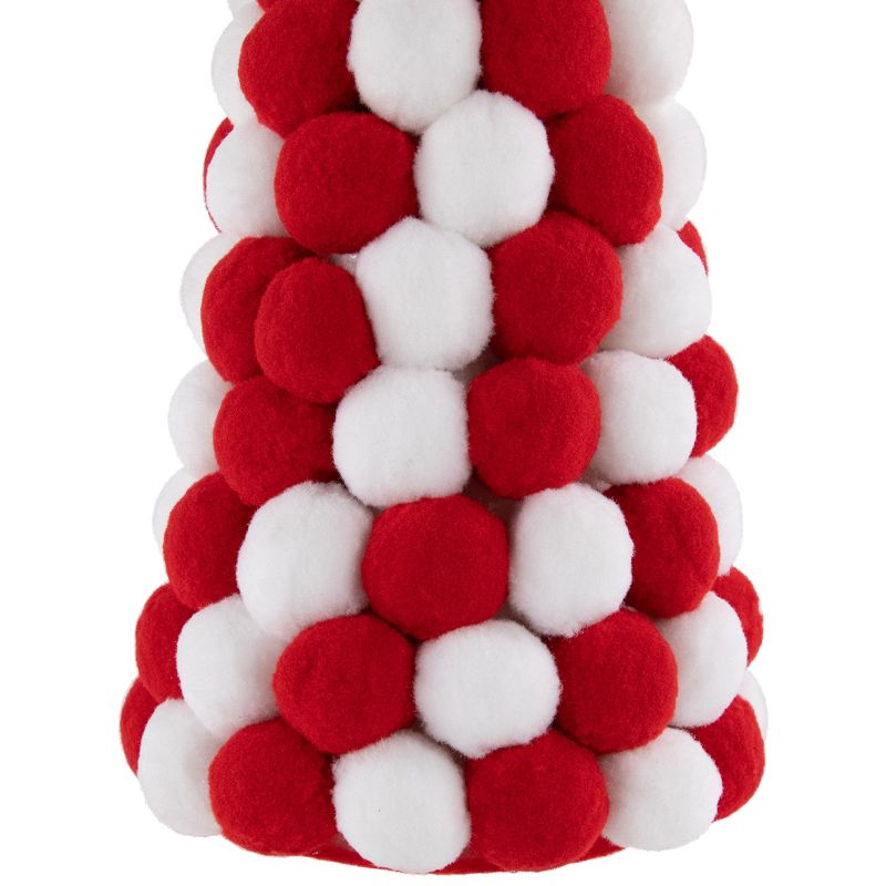 Northlight 13" White and Red Pom Pom Tree Christmas Table Decoration, 4 of 7