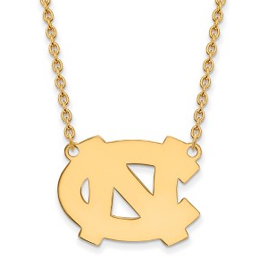 Black Bow Jewelry 14k Yellow Gold Plated Sterling Silver North Carolina Tar Heels NCAA Necklace 18 Inch - 1 of 4