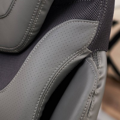 Gray Leather Executive Office Chair with Lumbar Support