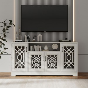 NicBex Farmhouse Wood TV Stand Rustic Media Console with Storage Shelves Entertainment Center for Living Room, Bedroom - 1 of 4