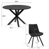Oliver+Kourtney 5-Piece Solid Black Round Dining Table Set with Faux Leather Dining Chairs Set of 4 with Black Legs-Maison Boucle - 3 of 4
