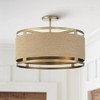 Minka Lavery Rustic Ceiling Light Semi Flush Mount Fixture 20 1/2" Soft Brass Natural Rope Drum Shade for Bedroom Kitchen Hallway - 2 of 4