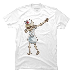Men's Design By Humans Halloween Dabbing Funny Skeleton Nurse RN Costume Gift By COVI T-Shirt - 1 of 4