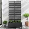 PexFix 73 in. x 35 in. Outdoor Metal Trellis with Planter Box Privacy Screen Garden Fence Wall Applique in Black - 2 of 4