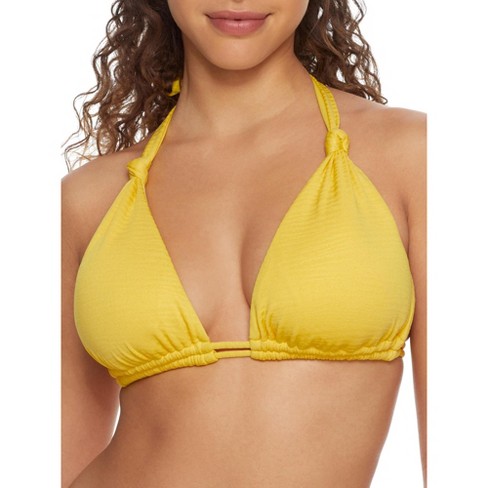 Women's Crochet Halter Triangle Bikini Top - Shade & Shore™ Yellow M :  Target