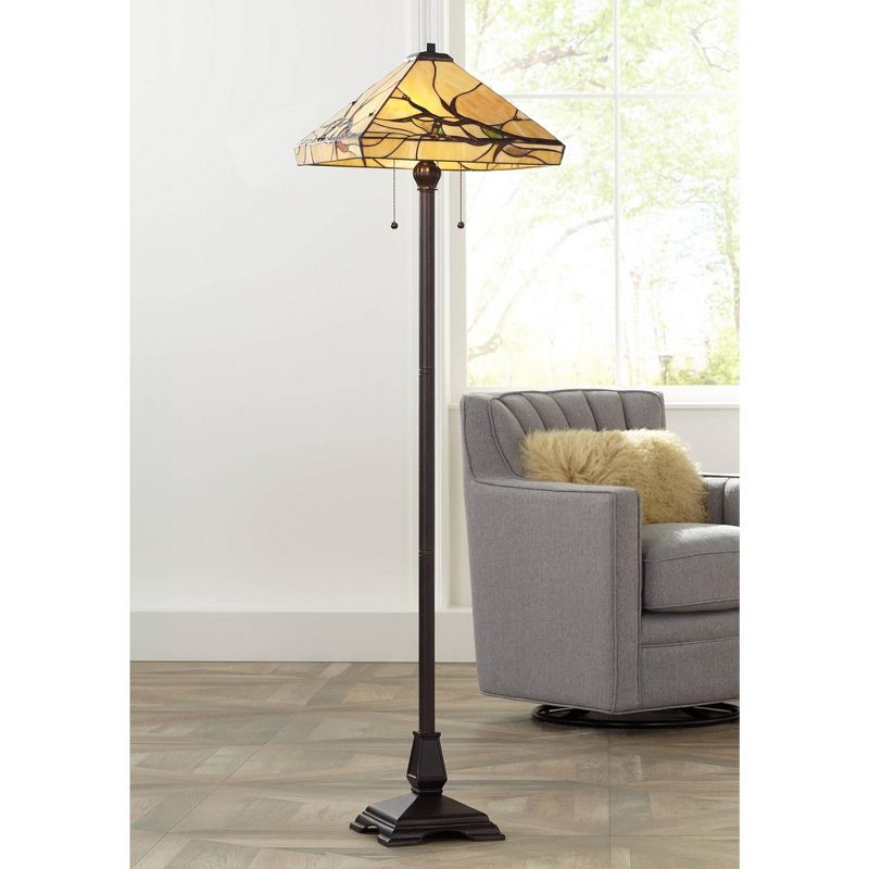 Robert Louis Tiffany Mission Floor Lamp 62" Tall Bronze Handcrafted Tiffany Style Stained Glass for Living Room Reading Bedroom (Colors May Vary), 2 of 9