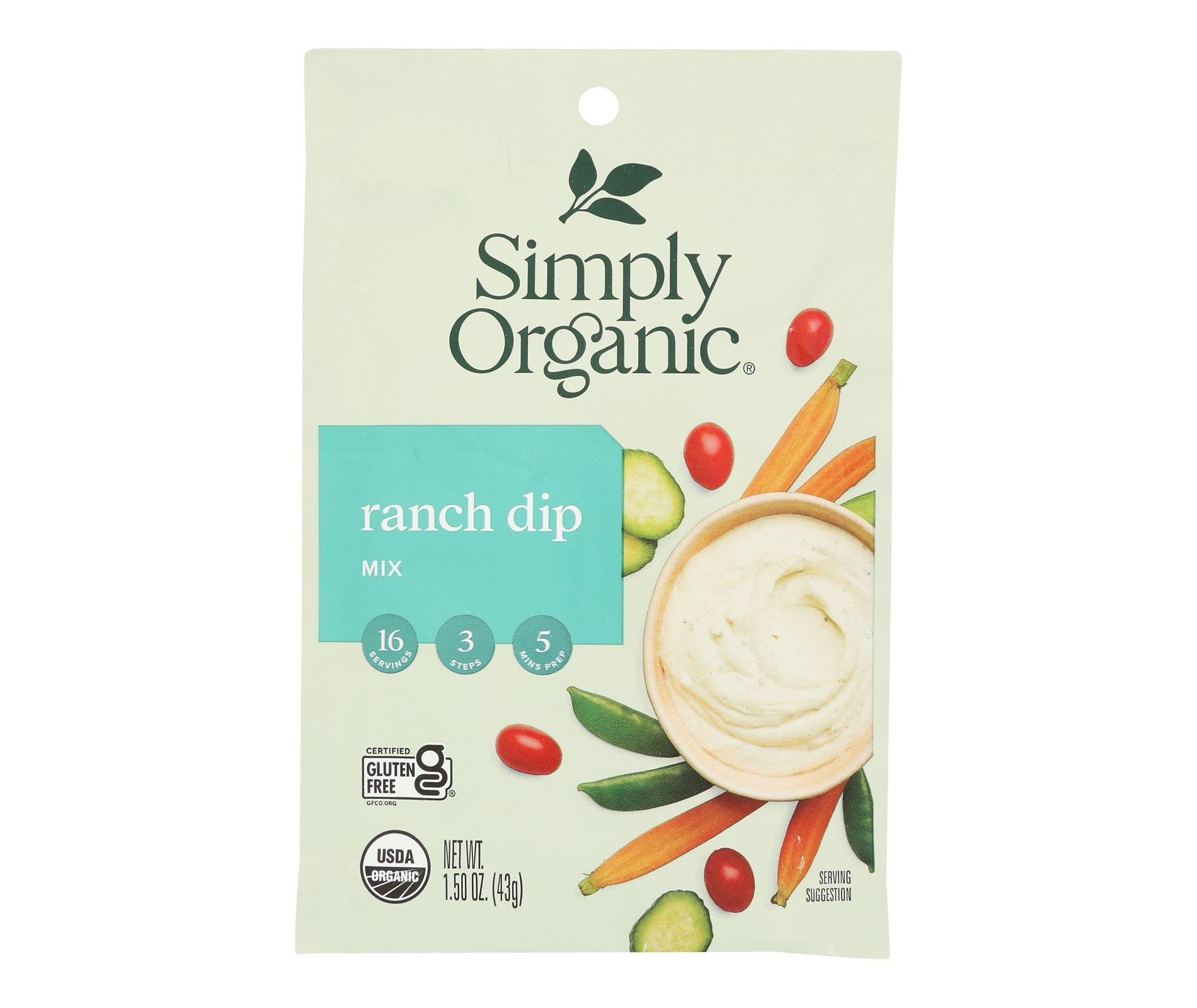 Simply Organic Ranch Dip Mix - Case of 12 - 1.5 oz.