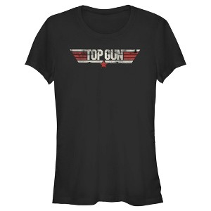 Juniors Womens Top Gun Distressed Movie Logo T-Shirt - 1 of 4