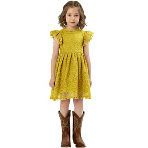 2Bunnies Lace Pom Pom Trim Girl Dress - 1 of 4