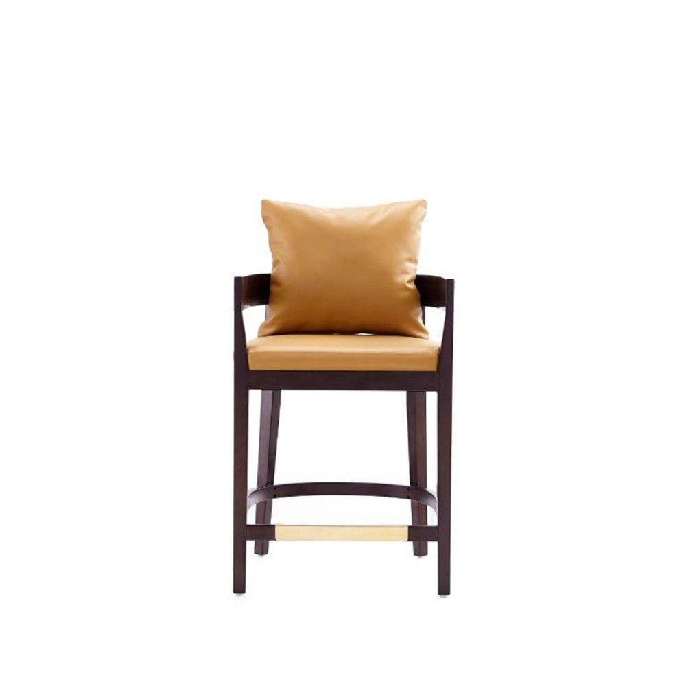 Photos - Chair Ritz Beech Wood Counter Height Barstool Camel - Manhattan Comfort: Upholstered, No Assembly Required