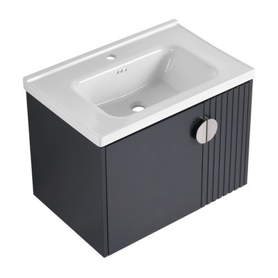 Modern Bathroom Vanity Cabinet With Sink, Wall Mounted Floating Bathroom Vanity And Sink Combo With Soft-Close Door
