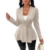Women's Peplum Blazer Jackets Business Casual Work Office Blazers Textured Button Front Long Sleeve Fall Outfits - 2 of 4