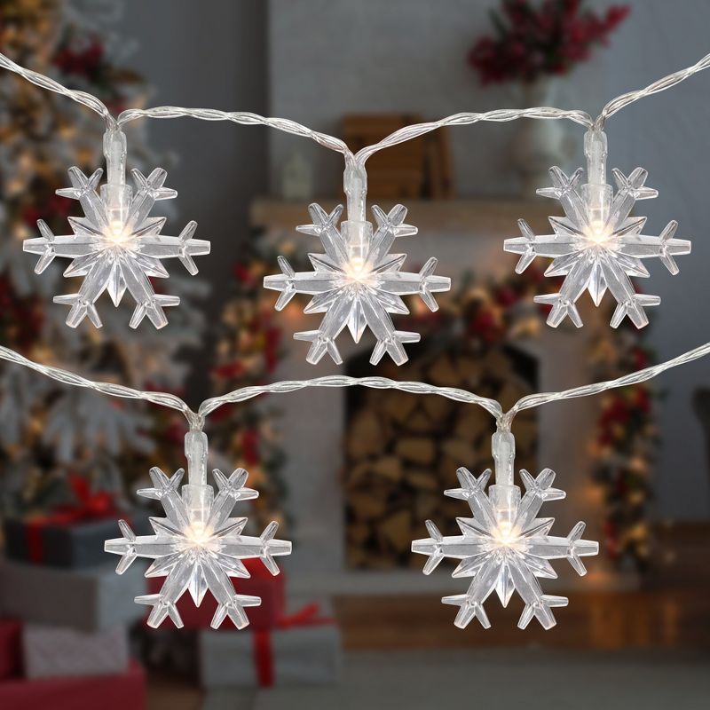 Northlight 10-Count LED Snowflake Christmas Fairy Lights, 4.25ft, Copper Wire, 2 of 7
