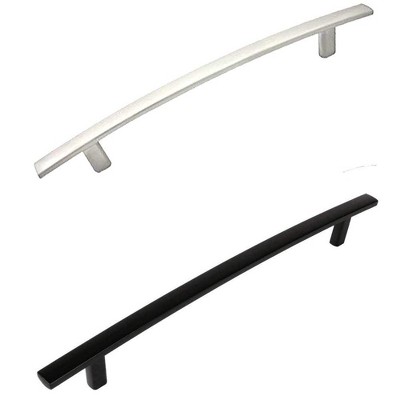 Satin Nickel Smooth Finish Modern Curved Handle Pull - 16 inches