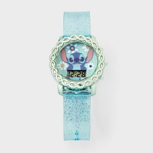 Girls' Disney Stitch Flashing LCD Watch - Light Blue - 1 of 3