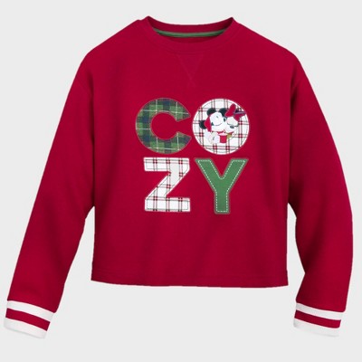 Women's Disney Mickey Mouse Holiday Lodge Lounge Pullover Sweatshirt - Red - Disney Store