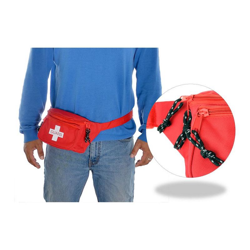 Dealmed Lifeguard Fanny Pack with Adjustable Waist Strap and Zipper Pockets, Red (Pack of 1), 2 of 5